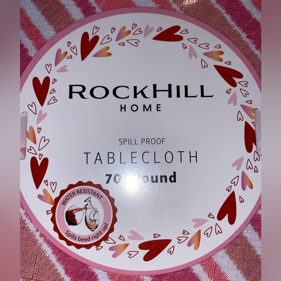 Spill proof tablecloth, striped tablecloth,pink tablecloth, 70” round tablecloth - Picture 2 of 11